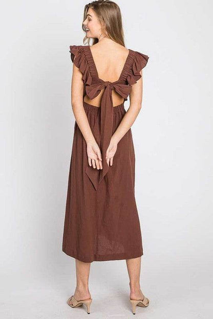 LINEN RUFFLE MID DRESS - Shop Style & More | Fresh Looks, Everyday Deals & Free Shipping