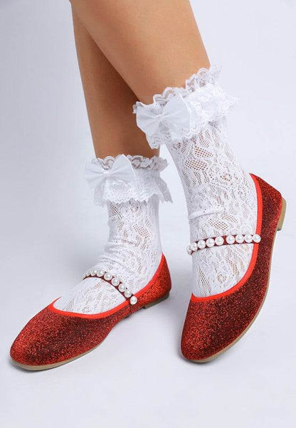 Corphee Pearl Strapped Glitter Ballerinas - Shop Style & More | Fresh Looks, Everyday Deals & Free Shipping