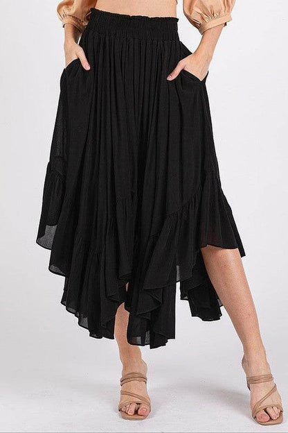 Mittoshop Handkerchief Hem Elastic Waist Pocket Midi Skirt - Shop Style & More | Fresh Looks, Everyday Deals & Free Shipping