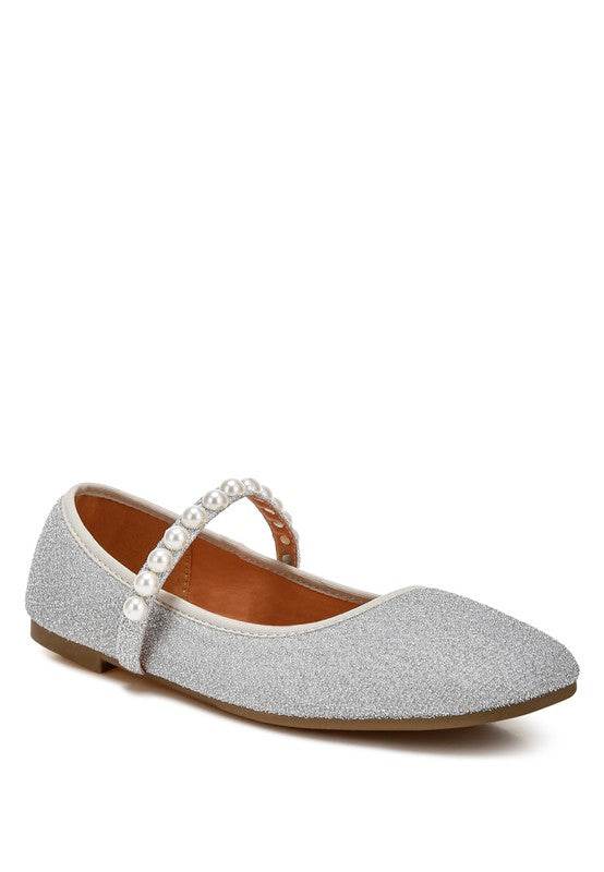 Corphee Pearl Strapped Glitter Ballerinas - Shop Style & More | Fresh Looks, Everyday Deals & Free Shipping