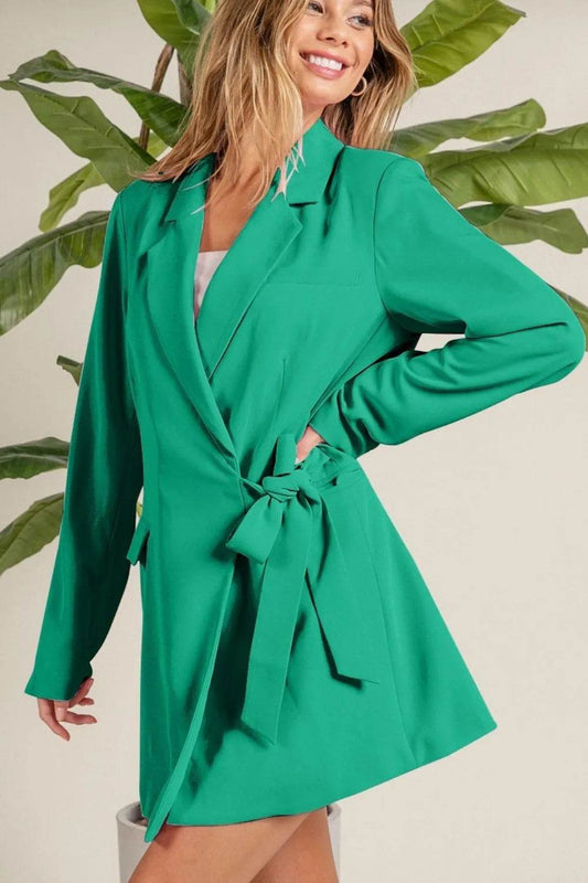 BiBi Wrap Tie Detailed Long Blazer - Shop Style & More | Fresh Looks, Everyday Deals & Free Shipping