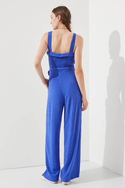 SLEEVELESS ADJUSTABLE STRAP BUTTON DOWN JUMPSUIT - Shop Style & More | Fresh Looks, Everyday Deals & Free Shipping