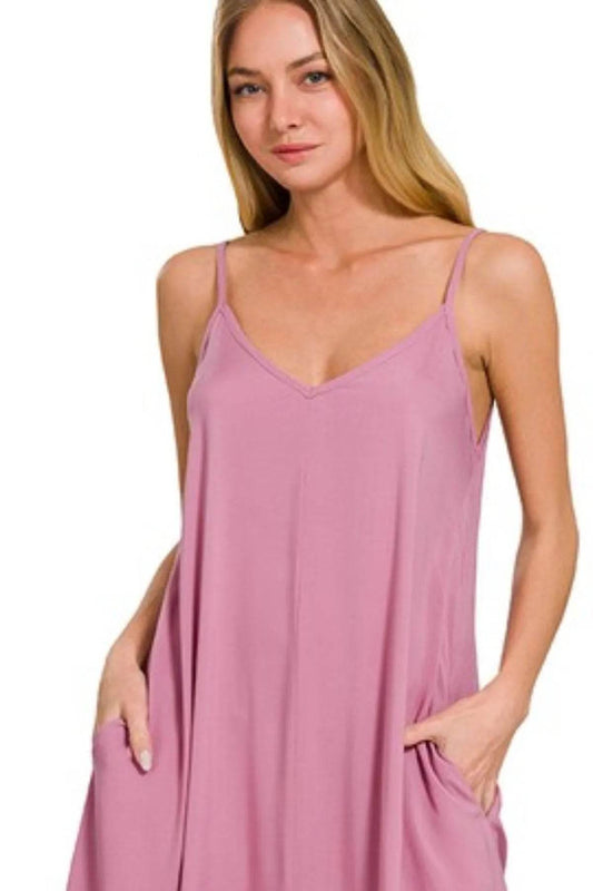 Zenana Woven Arc Hem Cami Dress With Flowy Pockets - Shop Style & More | Fresh Looks, Everyday Deals & Free Shipping
