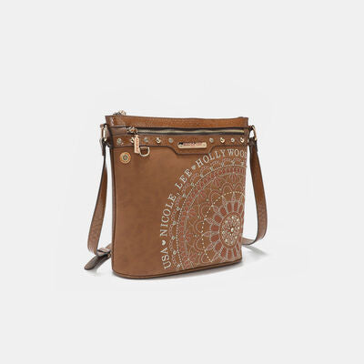 Nicole Lee USA Metallic Stitching Embroidery Inlaid Rhinestone Crossbody Bag Bags