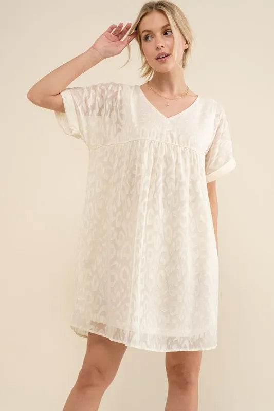 And The Why Woven Leopard Baby Doll Roll-Sleeve Casual Dress - Shop Style & More | Fresh Looks, Everyday Deals & Free Shipping