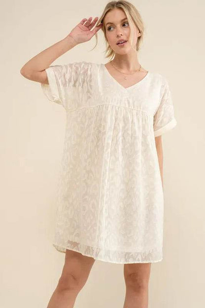And The Why Woven Leopard Baby Doll Roll-Sleeve Casual Dress - Shop Style & More | Fresh Looks, Everyday Deals & Free Shipping
