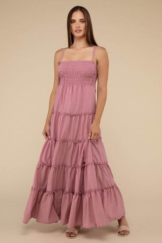 Woven Smocked Top Tiered Cami Maxi Dress - Shop Style & More | Fresh Looks, Everyday Deals & Free Shipping