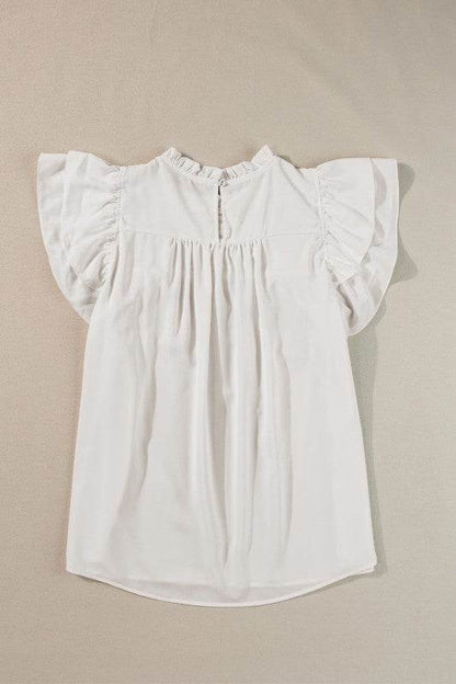 Dayana Ruffled Flutter Sleeve Pleated Blouse - Shop Style & More | Fresh Looks, Everyday Deals & Free Shipping
