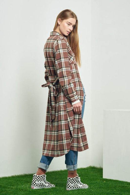 PLAID PRINT COLLAR LONG SHIRT DRESS - Shop Style & More | Fresh Looks, Everyday Deals & Free Shipping