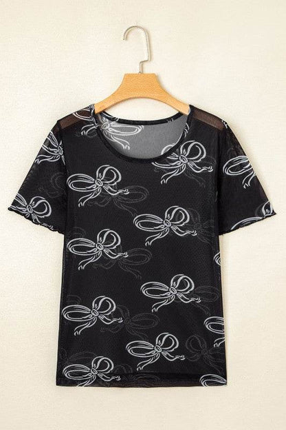 Maddie Bow Mesh Short Sleeve Top - Shop Style & More | Fresh Looks, Everyday Deals & Free Shipping