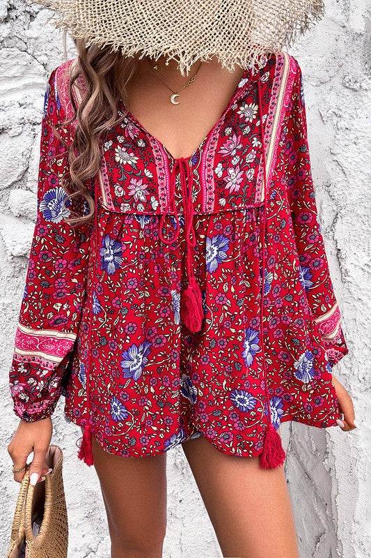 All Over Floral Print Cross Deep V Boho Top - Shop Style & More | Fresh Looks, Everyday Deals & Free Shipping