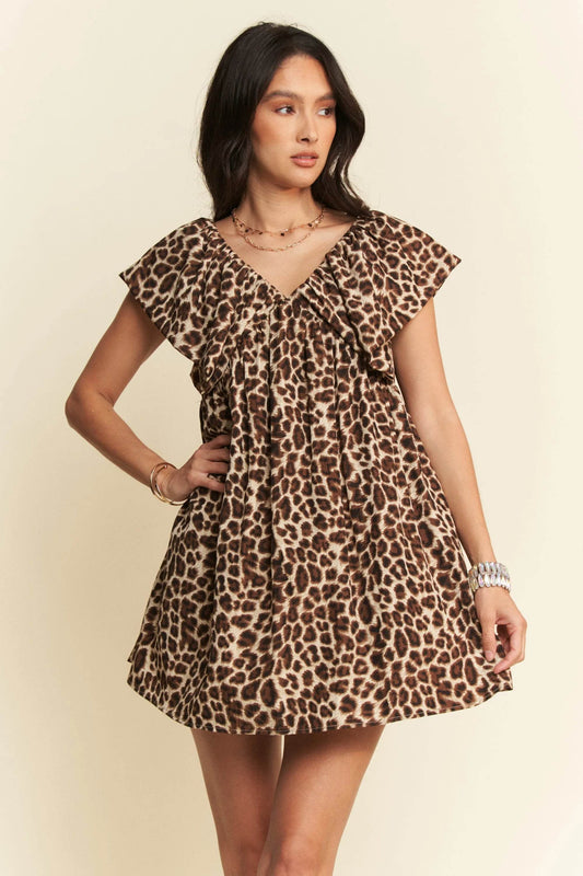 Davi & Dani Animal Printed Velvet Ribbon Mini Dress - Shop Style & More | Fresh Looks, Everyday Deals & Free Shipping