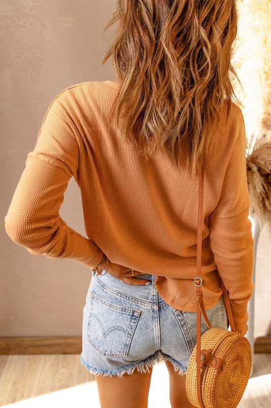 Camila Waffle Knit Henley Top - Shop Style & More | Fresh Looks, Everyday Deals & Free Shipping
