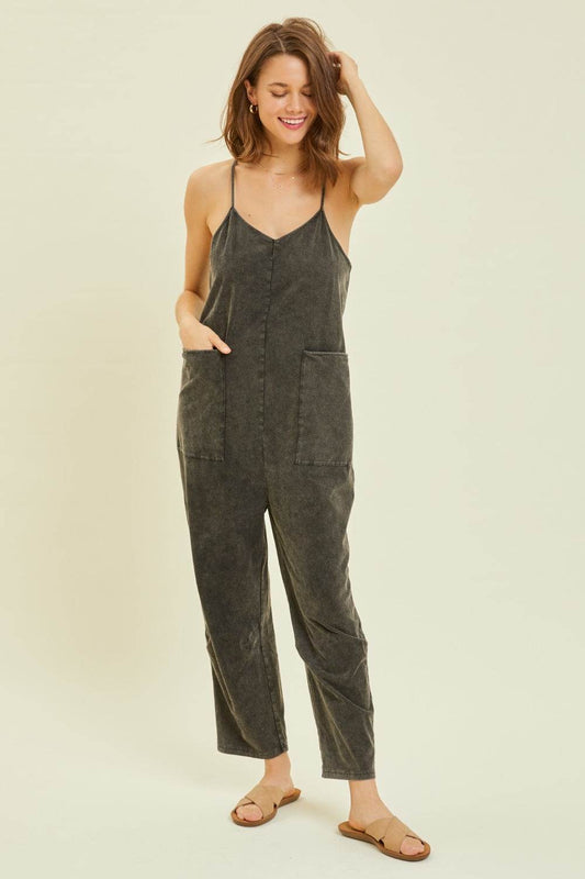 HEYSON Full Size Mineral-Washed Oversized Jumpsuit with Pockets - Shop Style & More | Fresh Looks, Everyday Deals & Free Shipping
