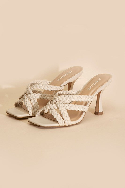 KELLAN-S Double Cross Braided Heels BONE Sandals