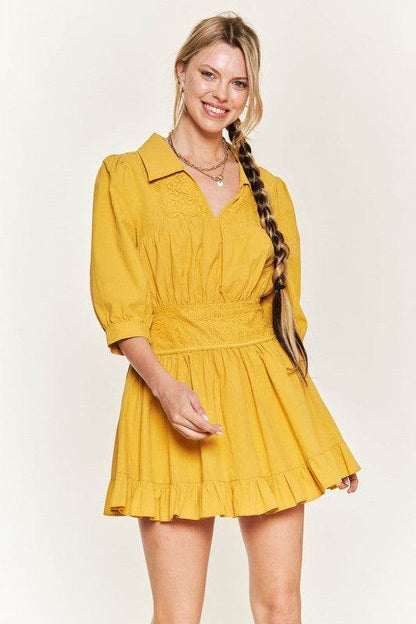 Eyelet detail 3/4 sleeve shortdress PLUS JBJ1091P - Shop Style & More | Fresh Looks, Everyday Deals & Free Shipping