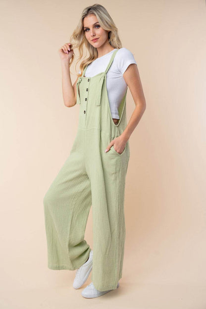 White Birch Texture Sleeveless Wide Leg Jumpsuit - Shop Style & More | Fresh Looks, Everyday Deals & Free Shipping