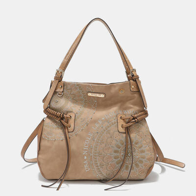 Nicole Lee USA Side Braided Tassel Inlaid Rhinestone Embroidery Hobo Bag Bags