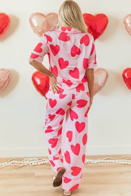 Heart Valentines Short Sleeve Pants Pajamas Set - Shop Style & More | Fresh Looks, Everyday Deals & Free Shipping