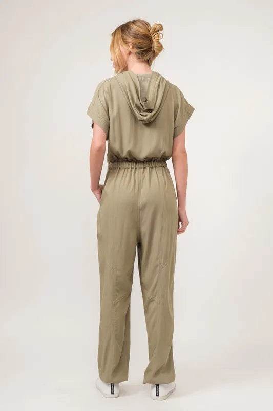 And The Why Washed Short Sleeve Hooded Jumpsuit - Shop Style & More | Fresh Looks, Everyday Deals & Free Shipping