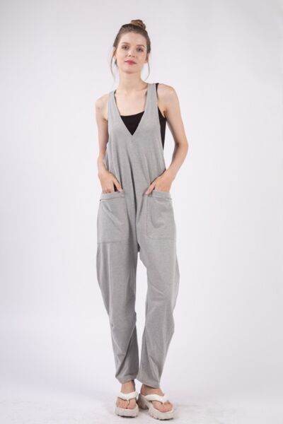 VERY J Plunge Sleeveless Jumpsuit with Pockets - Shop Style & More | Fresh Looks, Everyday Deals & Free Shipping