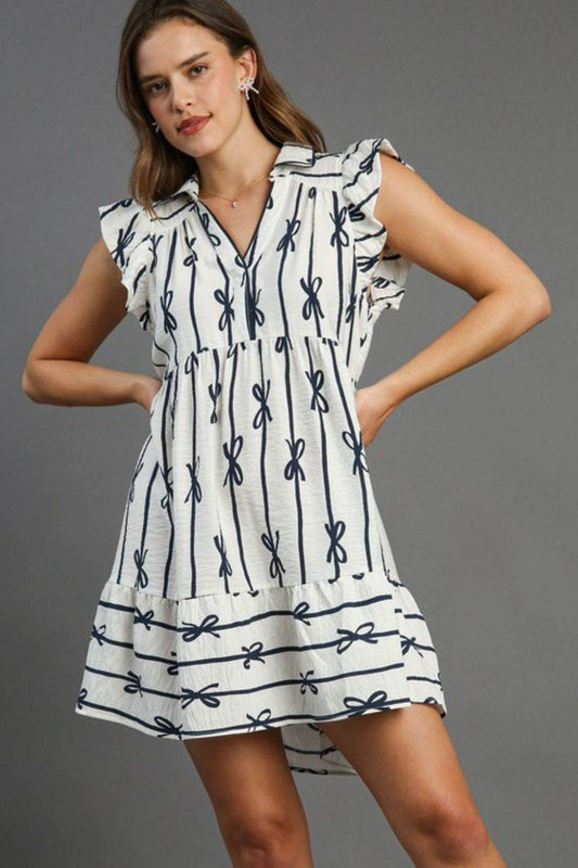 Umgee Full Size Ribbon Collared Mini A-Line Dress Plus Size - Shop Style & More | Fresh Looks, Everyday Deals & Free Shipping
