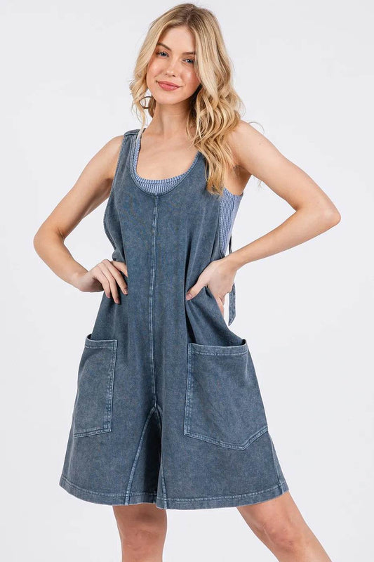 Mittoshop Low Scoop Neck Tank Washed French Terry Romper - Shop Style & More | Fresh Looks, Everyday Deals & Free Shipping