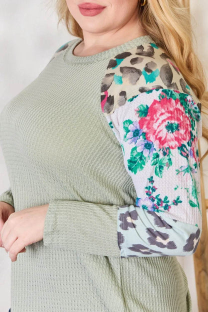Hailey & Co Full Size Printed Round Neck Blouse - Shop Style & More | Fresh Looks, Everyday Deals & Free Shipping