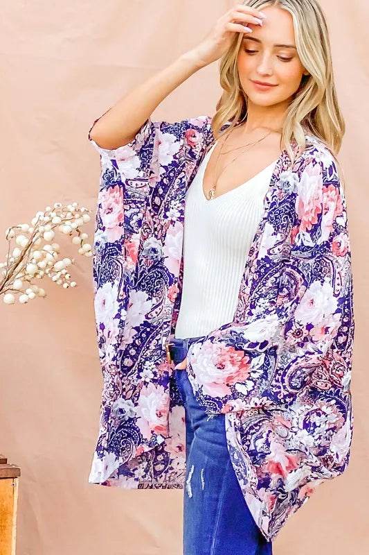 And The Why Floral Print Dolman Sleeve Kimono Cardigan - Shop Style & More | Fresh Looks, Everyday Deals & Free Shipping