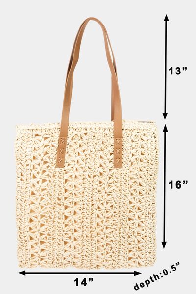 Fame Straw Braided Tote Bag Bags