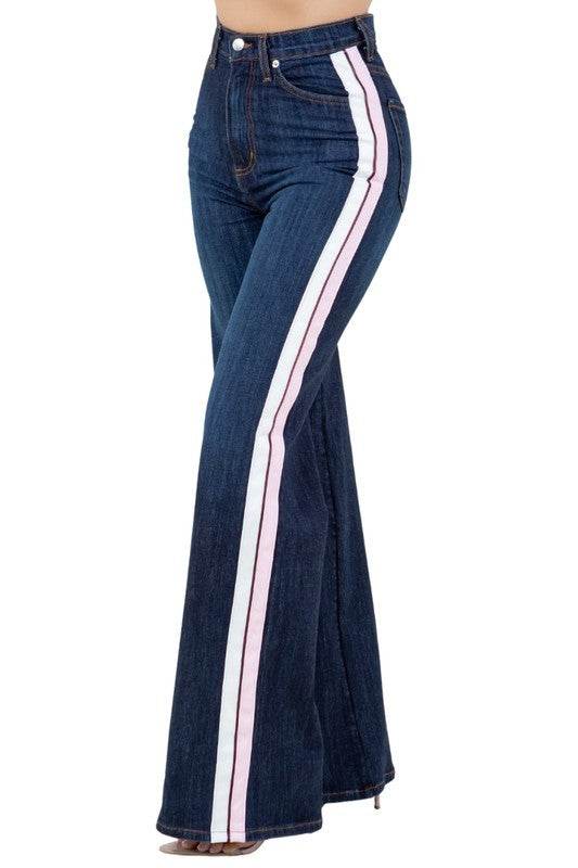 Wide Leg Jean with Stripe detail - Shop Style & More | Fresh Looks, Everyday Deals & Free Shipping
