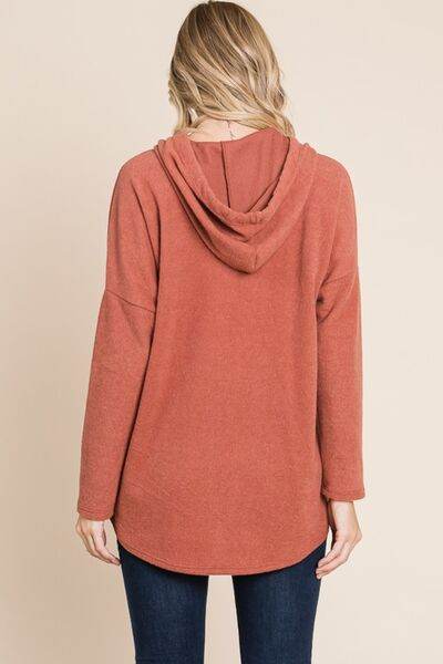 BOMBOM Contrast Drawstring Drop Shoulder Knit Hoodie - Shop Style & More | Fresh Looks, Everyday Deals & Free Shipping
