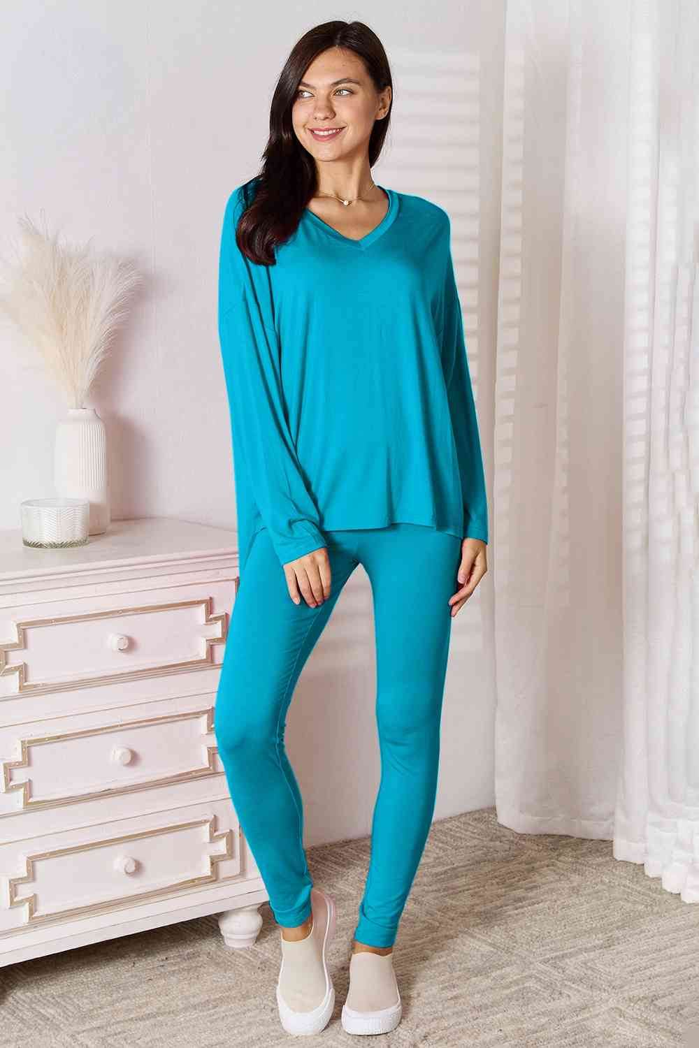 Basic Bae Full Size V-Neck Soft Rayon Long Sleeve Top and Pants Lounge Set - Shop Style & More | Fresh Looks, Everyday Deals & Free Shipping