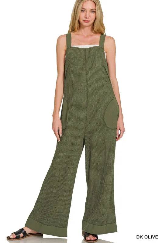 Zenana Knit Waffle Wide Leg Overalls - Shop Style & More | Fresh Looks, Everyday Deals & Free Shipping