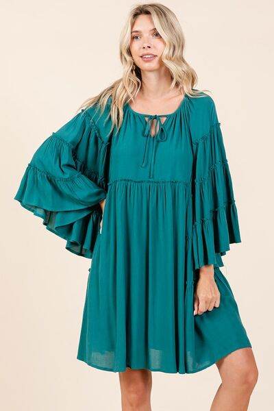 Mittoshop Frill Tie Neck Bell Sleeve Dress - Shop Style & More | Fresh Looks, Everyday Deals & Free Shipping