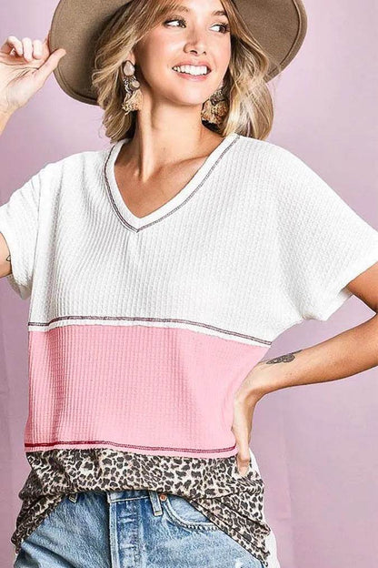 BiBi Colr Block Waffle Knit Top - Shop Style & More | Fresh Looks, Everyday Deals & Free Shipping