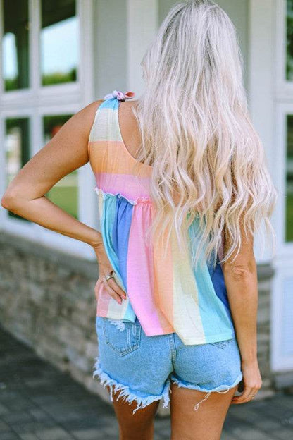 Haley Striped Tied Shoulder Tank Top - Shop Style & More | Fresh Looks, Everyday Deals & Free Shipping