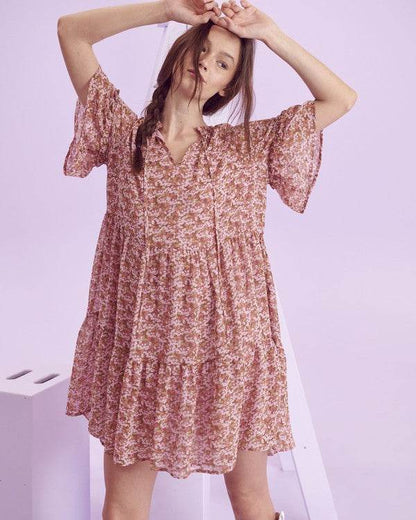 Floral print v-neck mini dress JBJ1054-1 - Shop Style & More | Fresh Looks, Everyday Deals & Free Shipping