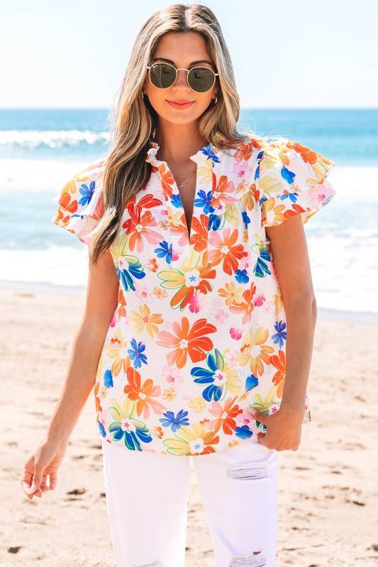 Chelsea Floral Bouquet Flutter Top - Shop Style & More | Fresh Looks, Everyday Deals & Free Shipping