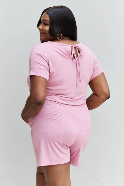 Zenana Chilled Out Full Size Short Sleeve Romper in Light Carnation Pink - Shop Style & More | Fresh Looks, Everyday Deals & Free Shipping
