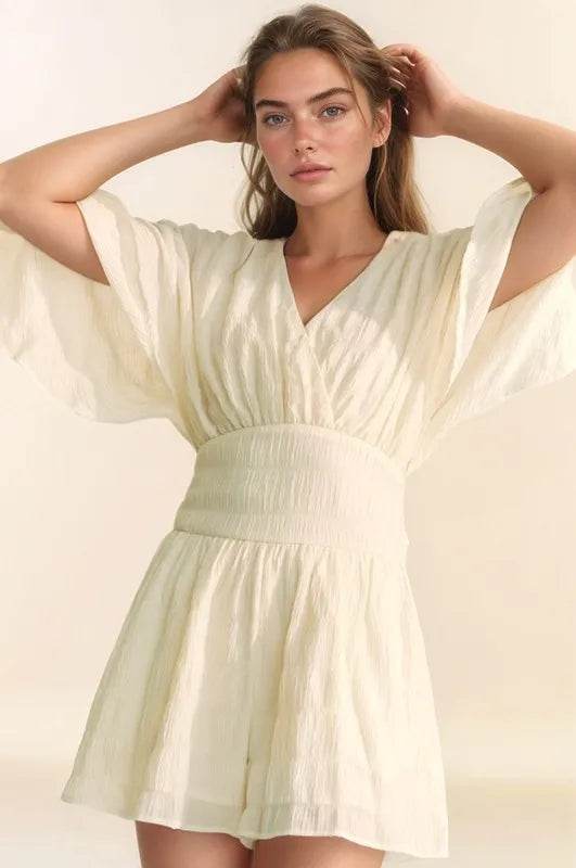 Davi & Dani Batwing Sleeve Waist Belt Romper - Shop Style & More | Fresh Looks, Everyday Deals & Free Shipping