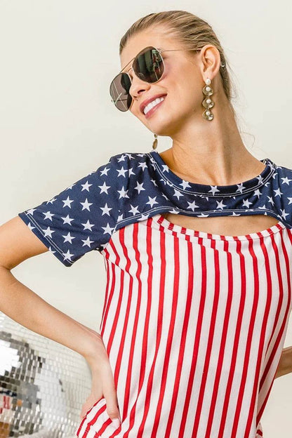 BiBi American Flag Theme Front Cut Out Top - Shop Style & More | Fresh Looks, Everyday Deals & Free Shipping
