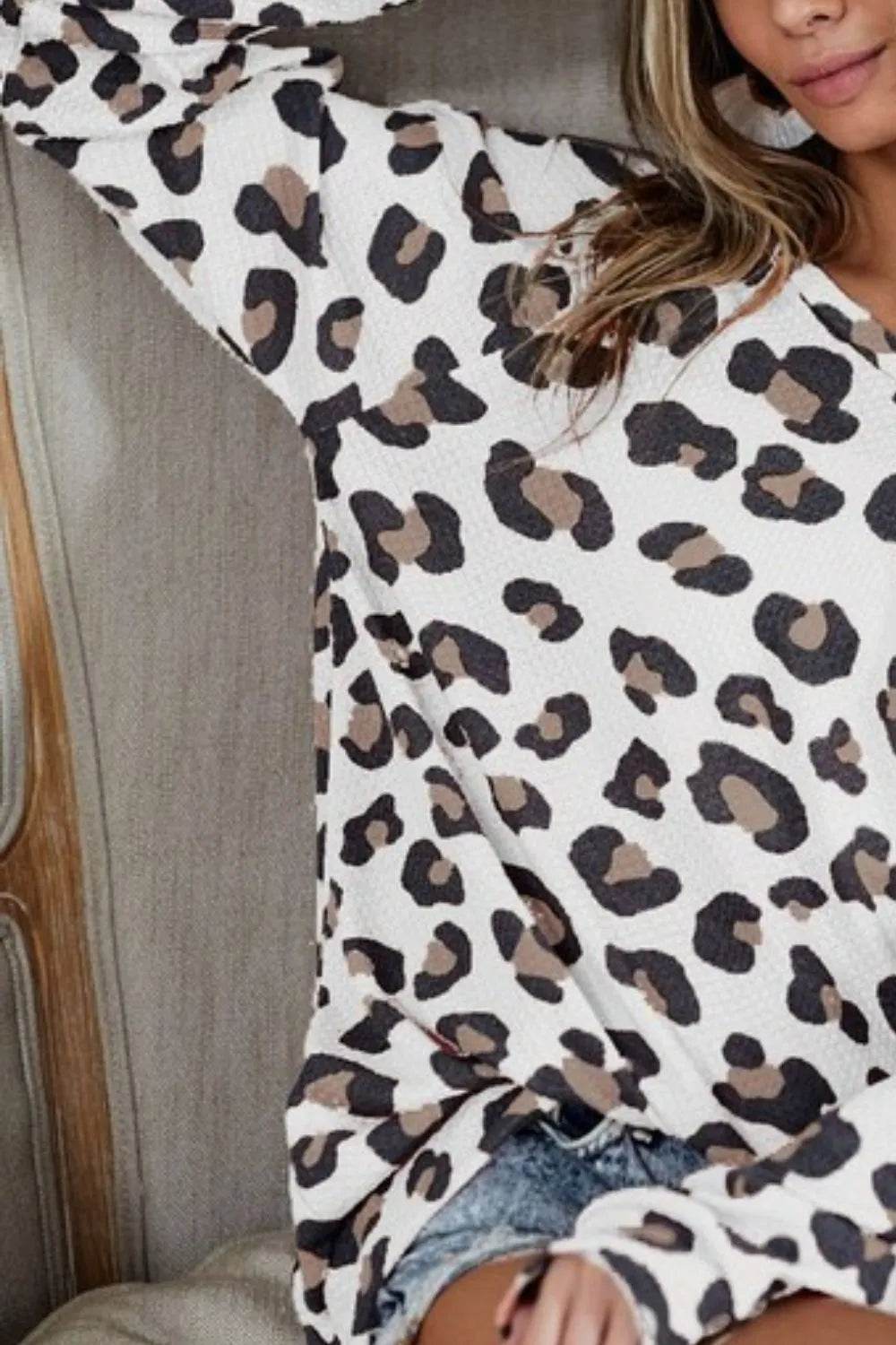 BiBi Leopard Hacci Knit Top - Shop Style & More | Fresh Looks, Everyday Deals & Free Shipping