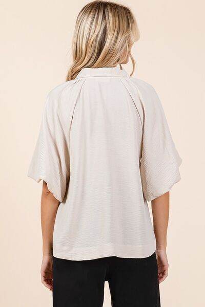 Mittoshop Airflow Short Bubble Sleeve Button Down Shirt - Shop Style & More | Fresh Looks, Everyday Deals & Free Shipping