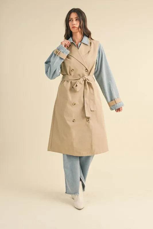 MABLE Layered Look Trench Coat With Denim Jacket - Shop Style & More | Fresh Looks, Everyday Deals & Free Shipping