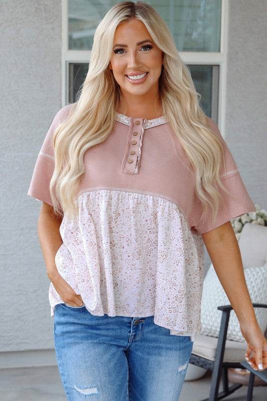 Legacy Waffle Floral Exposed Seam Top - Shop Style & More | Fresh Looks, Everyday Deals & Free Shipping