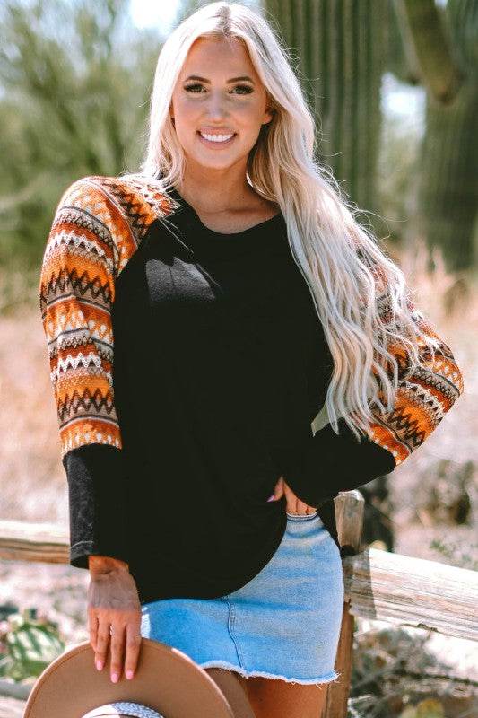 Aurora Raglan Patchwork Long Sleeve Top - Shop Style & More | Fresh Looks, Everyday Deals & Free Shipping