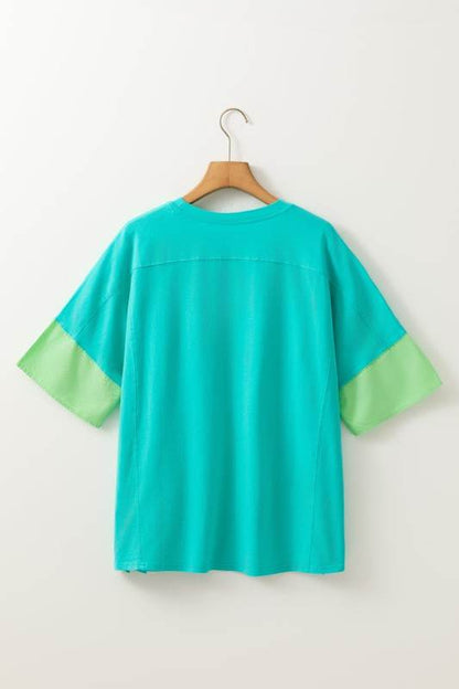 Etta Frayed Denim Star Patched Oversize Top - Shop Style & More | Fresh Looks, Everyday Deals & Free Shipping