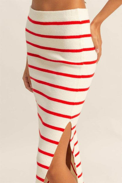 HYFVE Side Slit Striped Bodycon Sweater Skirt - Shop Style & More | Fresh Looks, Everyday Deals & Free Shipping