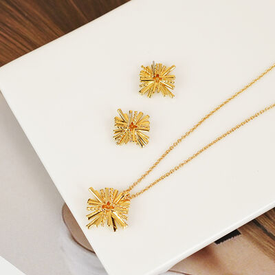 Starburst Gold-Plated Earrings and Necklace Set Necklace